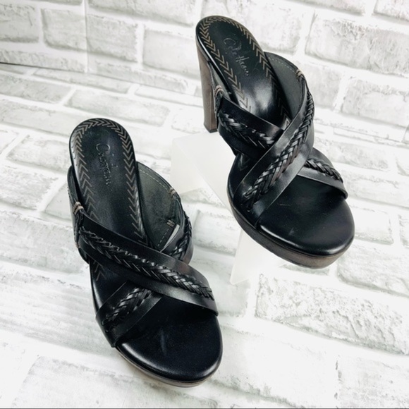 Cole Haan Skylar Women’s Size 7 Wooden Heel Black Leather Slide Sandal - Picture 9 of 9